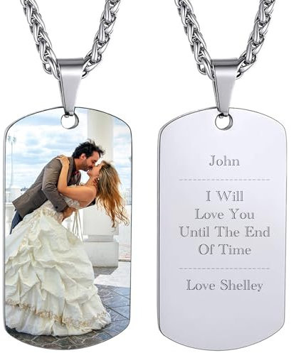 Piastrine militari personalizzate con incisione, Collana Personalizzata con Foto per Uomo Donna, Idee Regalo Uomo Donna