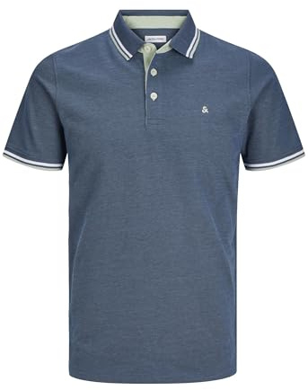 JACK&JONES JJEPAULOS SS NOOS Polo Shirt, Ocean View/Detail:Play, M