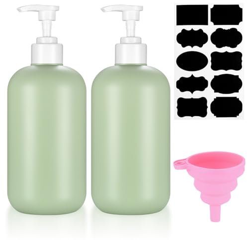2 Pz 500 ML Dispenser Sapone Bagno, Dispenser Shampoo e Bagnoschiuma, Dispenser Doccia, Flacone Dosatore Sapone Bagno, Bottiglia Dispenser Flaconi con Pompa per Shampoo Lozioni Bagno Cucina, Verde