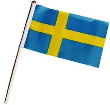 14 * 21cm Bandera sueca de la mano de suecia Callado a mano Pequeña bandera de la mano de la mano sueca Mini Banner National Stick 10pcs 14x21cm