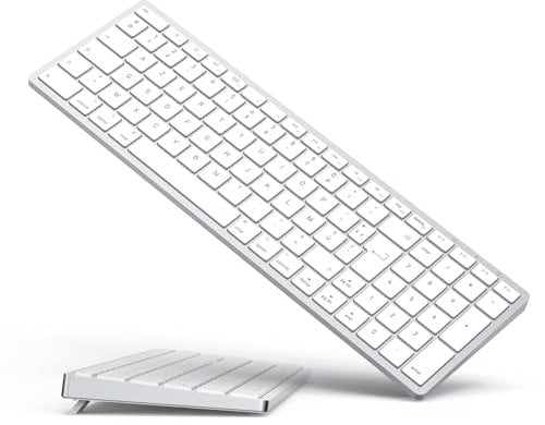 Clavier Bluetooth sans fil pour Mac OS – Disposition AZERTY, Touches ciseaux pour une frappe précise, Batterie rechargeable, Autonomie extra-longue, Compatible avec iMac/MacBook Pro/Mac Mini ou iPad