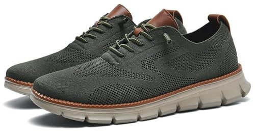 Breeze Shoes Oxford para Hombre con Cordones, Ligeros, Informales, cómodos, Zapatos para Caminar, Urban Breeze, Zapatillas de Deporte de Malla para Hombre, Zapatos de Negocios (Verde,42)