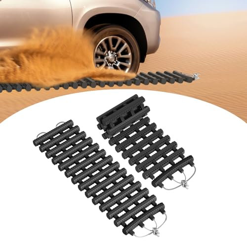 Aufun 2 unidades de ayuda para el arranque del coche, 60 x 21 cm, placas de arena Offroad, ayuda de tracción para arena, nieve, hielo, barro, tracción, alfombrilla de tracción, alfombrilla de tracción