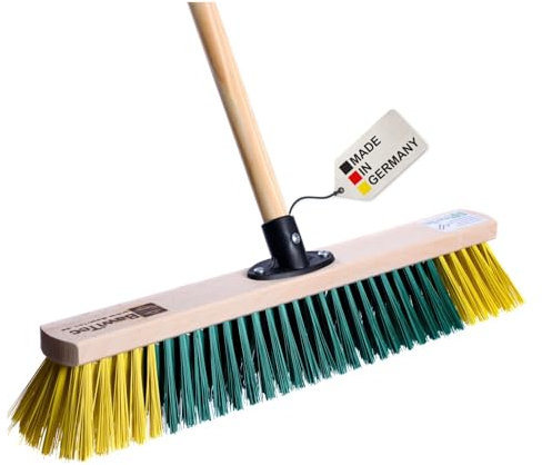 BawiBlitz-Besen Universeller Kehrbesen von BawiTec in verschiedenen Ausführungen mit oder ohne Stiel spezielle zweifarbige Elaston-Eralon-Borsten Gartenbesen (40cm/mit 24mm Holzstiel 160cm)