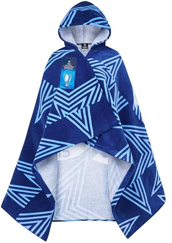 Get Trend Manchester City FC Hooded Towels for Boys, Cotton Bath & Beach Towel Poncho, Soft & Absorbent Hooded Kids Shower Swimming Wrap & Changing Robe, Travel & Holiday Essentials (Navy Man City)
