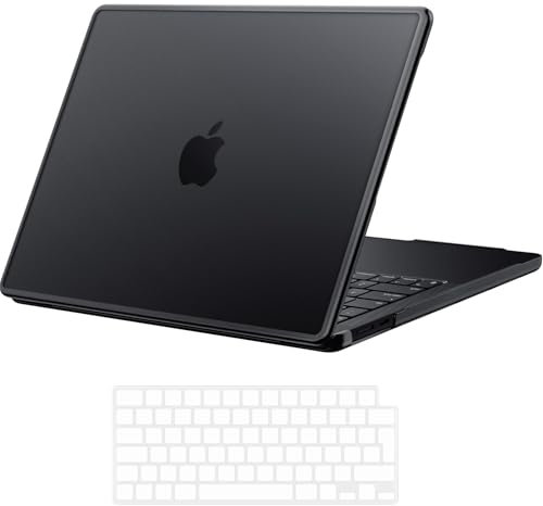 NPUOLS Custodia per 2024-2021 MacBook Pro 14 Pollici M4 M3 M2 M1 Pro Max A3112 A3401 A3185 A2918 A2992 A2779 A2442, Cover Rigido Bordo TPU Resistente alle Rotture e Copritastiera TPU UE,Nero Opaca