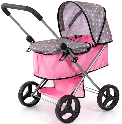 Bayer Design Doll Pram Go - 18 inch Doll Stroller, Foldable Toy with Canopy & Storage
