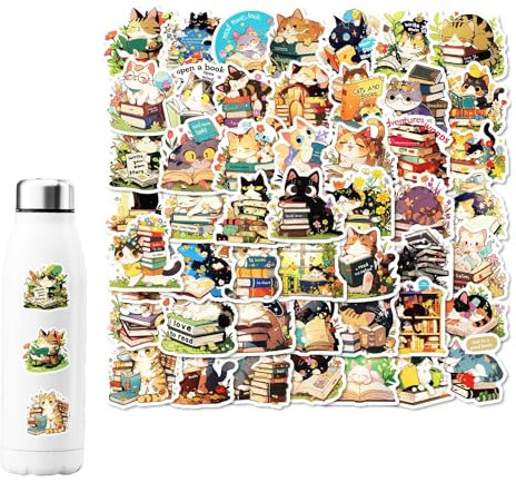Katzenaufkleber, Kitty -Aufkleber - 50x süße Tiergepäckaufkleber,Schulbedarf, Sammelalbumkunst, Wasserflaschendekorationen, lustiges Zeug, dekorative Accessoires für Laptop, Auto