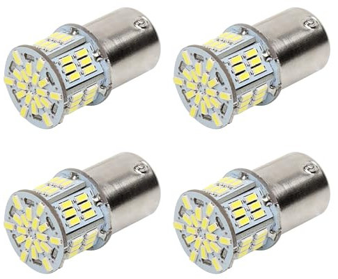 Huybaa 4PCS Lampadina LED Auto 1157 P21/5W Bay15d 12V, Bianca 6000K, 54SMD, per Luci di Stop Posteriori, Freno e Parcheggio