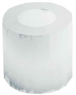 NKlaus Selenit Teelichthalter 8 x 8 cm – runder Kristall Kerzenhalter aus Naturstein, Windlicht für Meditation, spirituelle Rituale & harmonisches Zuhause 16658