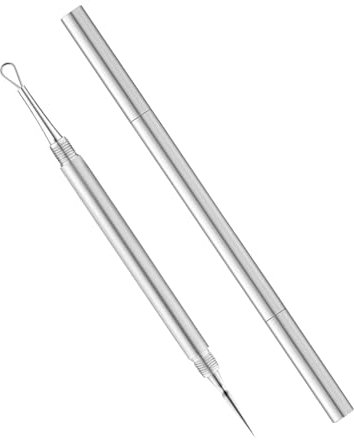 Mitesserentferner Milienöffner Komedonenquetscher, milien entferner, Edelstahl Lanzettennadel Akne, Pickel Pinzette Mitesser Entferner, Pickelentferner Werkzeug zum Pickel DrüCken（Silbrig）