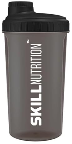 SKILL Nutrition Shaker, noir fumé – 700 ml | Shaker de sport et de fitness de 700 ml | Transparent avec passoire | Étanche, sans BPA | Idéal pour les boissons protéinées et la salle de sport