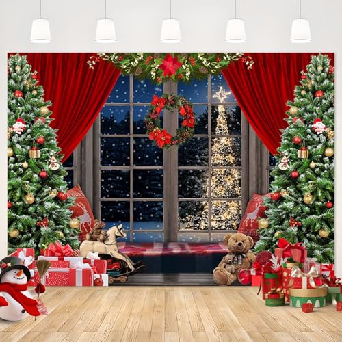 APROPHIC Weihnachten Hintergrund Fotografie Winter Schnee Weihnachtsbaum Party Dekoration Portrait Hintergrund Kinder Familie Porträt Banner Studio Foto Requisiten 300x210cm