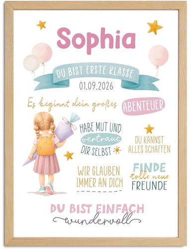 SpecialMe® Kinder-Poster Einschulung Motivation Affirmation personalisiert mit Namen Mutmacher Geschenk Deko Schulstart