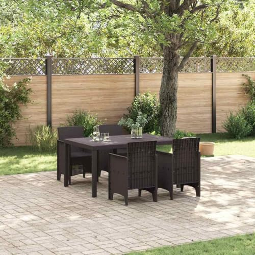 LLEZKBR Gartenmöbel-Set, Gartenmöbel-Set, 5-teilig, braunes Polt-Rattan