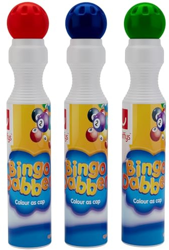 Bingo Dabbers 6 Pack Assorted Colours, Colourful Bingo Markers for Game Nights, Fundraisers, Schools & Events, Quick Dry Ink Dabber Pens Easy Grip Design, Perfect for Parties & Bingo Halls 6 pack
