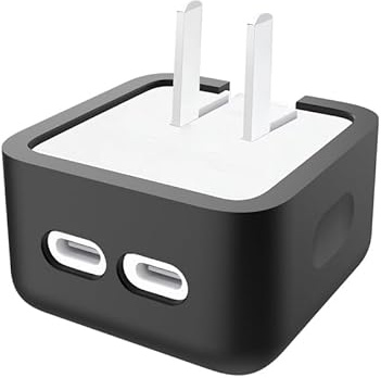 Étui de Protection en Silicone Adaptateur Secteur pour Apple 35 W Double USB-C, Coque de Protection Antichoc et Anti-poussière (Noir)
