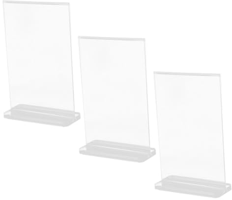 A6 T-förmiger Doppelseitiger Acrylständer 3 Stück für Anzeige | Legierung, Qr Code Funktion, Restaurantmenü und Schreibtisch, Schlichtes Design