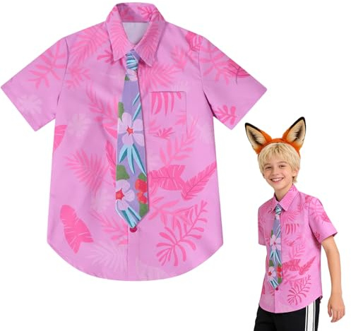 SilverChry Costume Anime Cosplay Chemise Cravate Set,Chemise Hawaïenne pour Enfants,Cravate Imprimée,pour Le Cosplay,Les Carnavals,Les Fêtes et Spectacles