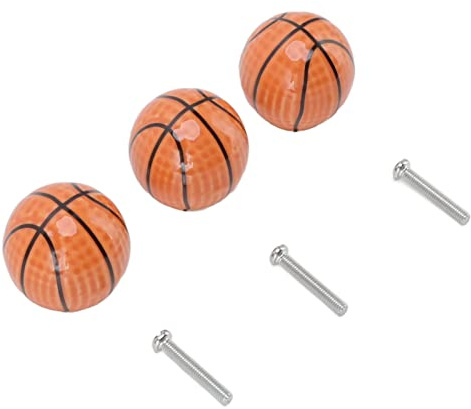 Naroote 3 Set Basketball Cabinet Knobs Unique Sports Drawer Handles for Kids Room, Easy Install Basketball Door Knobs for Cabinets, Closets, Zinc Alloy