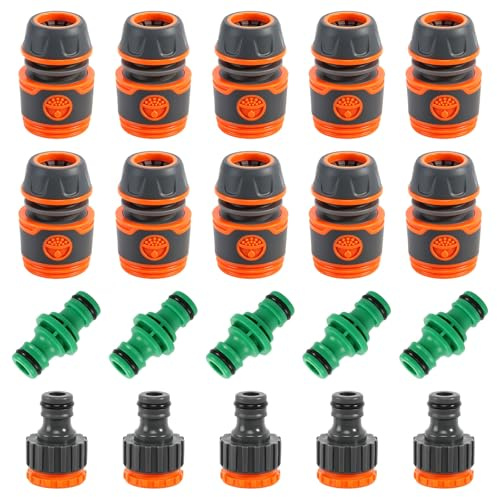 20 Pièces Raccord Tuyau Arrosage 1/2 Pouce, Embout Tuyau Arrosage 1/2 Pouce, Connecteur Rapide Universel en Plastique ABS+TPR pour Jardin Pelouse et Lavage de Voiture
