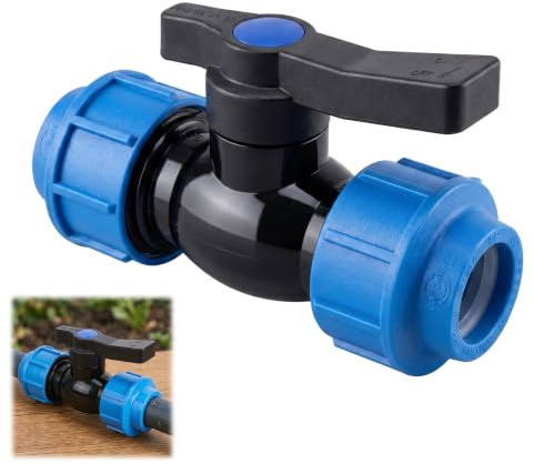 Kugelhahn für PE Rohr 25mm PP-Fitting Verschraubung | Verlegerohr Verbinder Absperrhahn pe Rohr 25mm Verbinder für PE-Rohr PE Rohr Verschraubung Klemmverbinder Trinkwasser Winkel