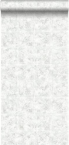 papier peint carreaux de ciment gris clair 53 cm x 10.05 m - ESTAhome