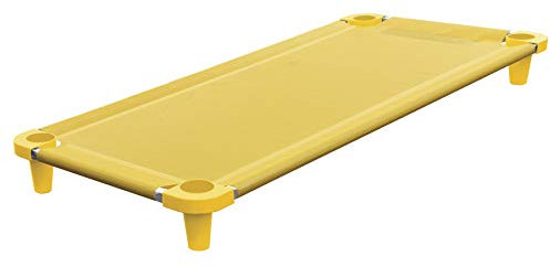Acrimet Cuna para Niños, Cama Portátil para Niños Pequeños, Apilable, 52 Pulgadas de Largo (Tubos de Acero Inoxidable) (Tela de Malla Transpirable Amarillo - Patas Amarillo) (1 Paquete)