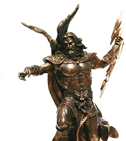 VERONESE Re God Zeus Giove Tuono Statua in Bronzo Finitura Scultura 29,2 cm