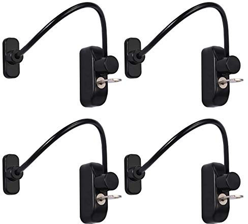 Neoteck Window Restrictor Locks 4PCS Window Door Cable Restrictor Lock Child Baby Safety Security Wire Catch for Home Public and Commercial Applications Black