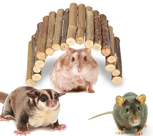Hamster Bridge Wooden Ladder Bridge Small Animal Rodents Chew Toy Pet Cage Decoration for Guinea Pig Chinchilla Ferret Reptile(Medium)