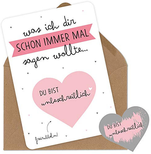 OWLBOOK Rubbelkarte Du bist unbeschreiblich Rubbellos mit Liebesbotschaft Geschenke Geschenkideen für Freund Freundin Mann und Frau zum GeburtstagValentinstag