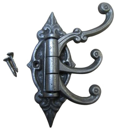 S & S International Cast Iron Swivel Arm Hanging Hook, Antique Iron Wall Mounted, Over Door, Wardrobe, Cupboard Victorian Utility Hanging Hook, 130mm