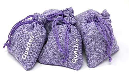 Quertee 5 x Lavendelsäckchen Leinen | Duftsäckchen mit je 15 g (75 g insgesamt) französischen Lavendel als Mottenschutz - Violette Leinensäckchen gefüllt mit Lavendelblüten aus Frankreich