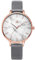 Alienwork Armbanduhr Damen Roségold Lederarmband Grau Weiss Ultra-flach Elegant