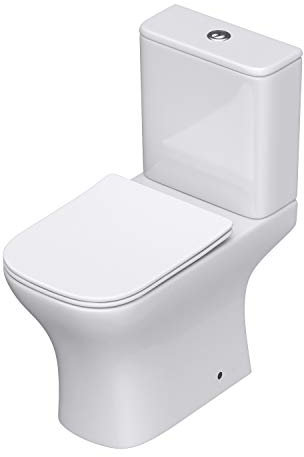Durovin Bathrooms Close Coupled Toilet with Soft Close Seat and Cistern - Rimless Toilet Pan