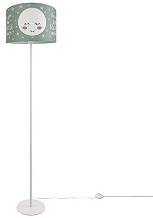 Paco Home Stehlampe Kinder Mädchen Junge Leselampe Kinderzimmer Lampe Stehend Stehleuchte Lampenschirm Stoff Rund E27 Mond Stern Babyzimmer