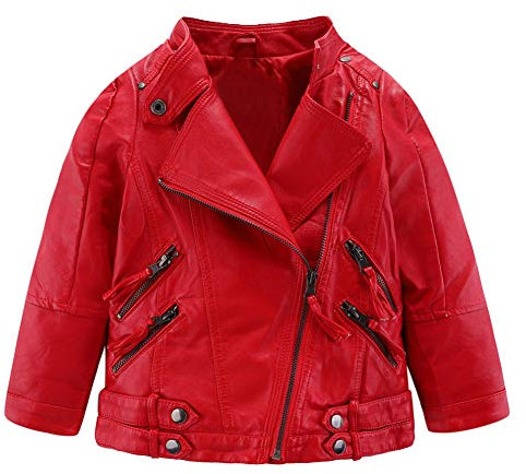 Mud Kingdom - Giacca da moto con colletto in ecopelle Rosso 2 anni