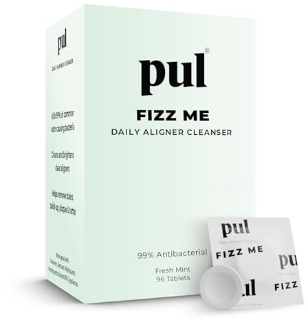 PUL Aligner Cleaner Tablets | 96 Count | Mint Cleaning Tablets for Clear Aligners & Retainers | Fizzing Formula Removes Odours & Stains | Dental Hygiene Essentials