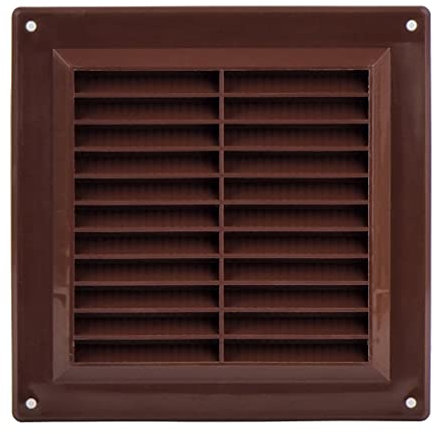 Steinberg14 Rejilla de Ventilación Rectangular de 150x150 mm de Plástico Marrón - Registro de Extracción de Aire con Brida - Cubierta de Ventilación Interna para Pared y Techo