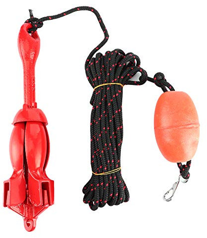 Aramox Boot Hardware Teile, Bootsanker-Kit, Faltbare Anker Kit 1,5 kg Roter Universal Edelstahl Grapnel für kleine Boote, Yachten, Jollen, Kajaks, Jetski, Kanus