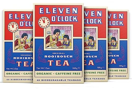 Eleven O'Clock Original Rooibos Tea Bags, 4 x 40 (160 Teabags), Organic, Caffeine-Free, Redbush Tea Bag, Rooibosch, Red Bush Teabags