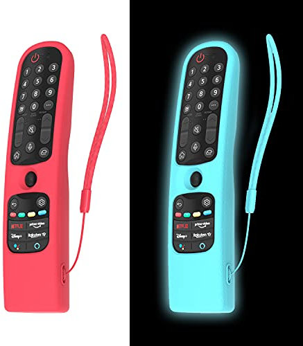 SIKAI CASE 2 Pezzi Custodia Guscio Telecomando Per LG MR21GA MR21GC MR22GN MR22GA OLED QNED Remote Protettiva Cover Per LG Magic Remote Control 2022 (2 Pezzi-Rosso & Fluorescente Blu)