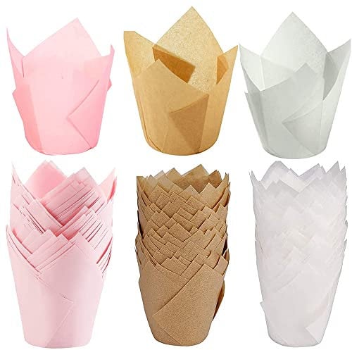 150 Stückes Muffinförmchen Papier, Cupcake Formen Papier, Backförmchen Papier, Cupcake Förmchen aus Papier, für Geburtstage Hochzeiten, Haus und Party Wrapping Kuchen(Dunkelbraun, Hellbraun und Weiß)