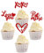 SYKYCTCY 24 Pack Valentine's Day Cupcake Toppers Glitter Be Mine XOXO Love You Cupcake Food Picks Valentine's Day Theme Wedding Bridal Shower Birthday Party Cake Decorations Supplies Red