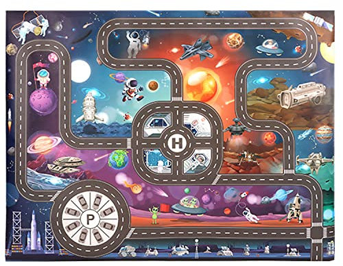 JTMM Kinder Teppich Spielmatte Universe,Space PVC Spielmatte Größe39.3X51.1in/100x130CM Kinderteppich Spielteppich Teppich & pädagogisches Lerngeschenk für Kinder und Kinderzimmer