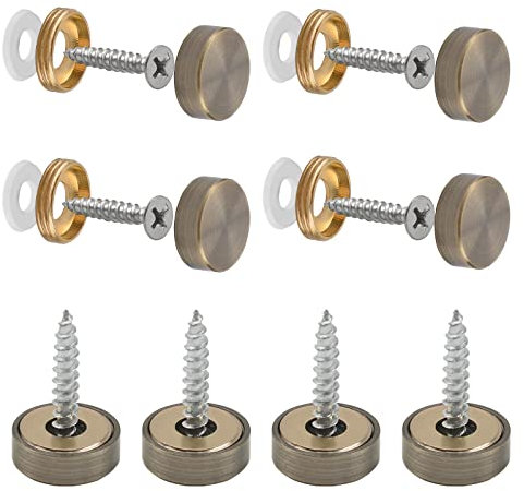 INCREWAY Spiegelschrauben, 8 Stück, 18 mm, dekorative Spiegelnägel, Messingkappen, Abdeckung, Nägel, einfache Installation, Messing, Unterlegkappen, Befestigungen für Badezimmer, Spiegel, Paneele