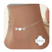 ORAZIO Bracelet De Cheville en Argent Sterling 925 Bracelets De Cheville Multicouches pour Femmes Coeur Boule Ronde Bracelets De Cheville Chaîne Réglable Été Plage Pied Bijoux, style3