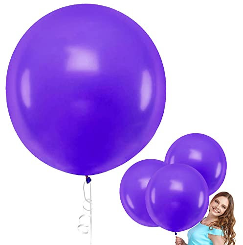 90cm Groß Ballon Violet, 6 Stück Riese Latex Ballon, Grosse Luftballons, XXL Riesen Luftballon, Riesige Runder Luftballons, Jumbo Dicke Latex Ballon für Hochzeit Geburtstag Karnevals Deko