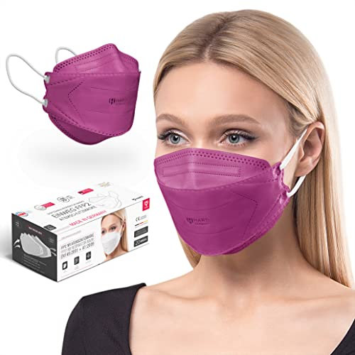 HARD Mascarillas FFP2 | protector bucal | protección respiratoria | respirador | Amigable con la piel - Transpirabl | Tamaño: Standard - embalaje individual-Burdeos - 10 piezas